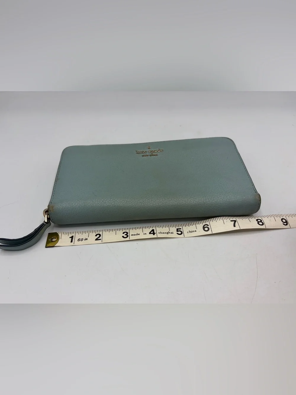 Kate spade Mint Green Zip Wallet with Gold Logo
